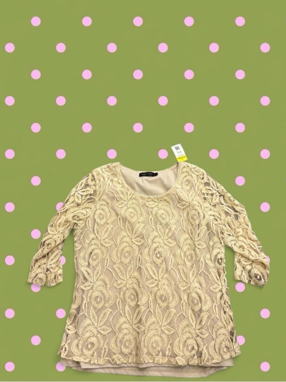 Lace Floral Overlay Blouse in Cream